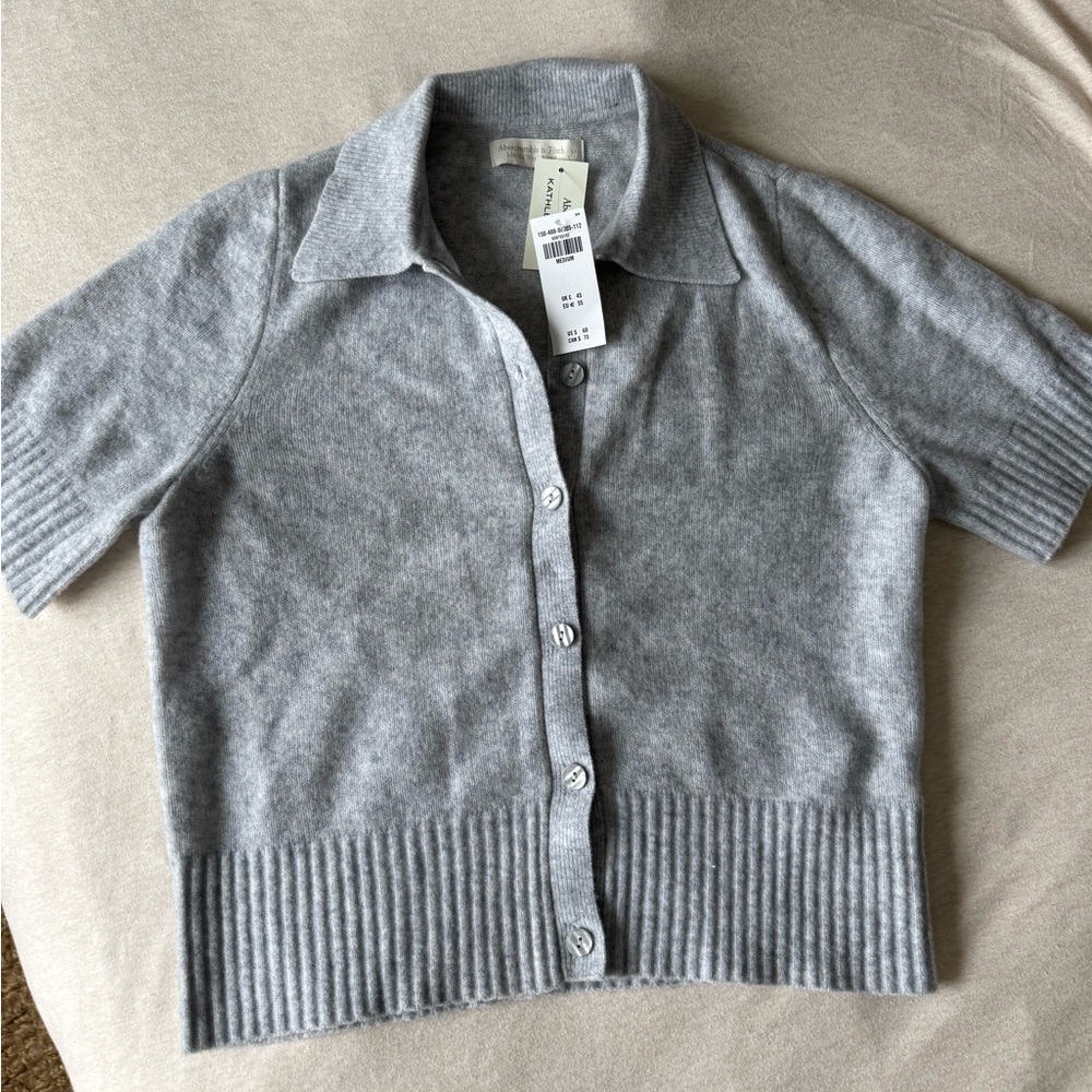 Abercrombie & Fitch x Kathleen Post Gray Merino Wool Cardigan